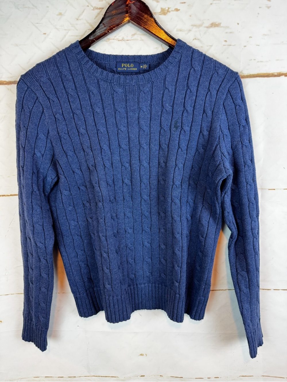 Polo Ralph Lauren | Blue 100% Cotton Cable Knit Sweater, M - Picture 2 of 7